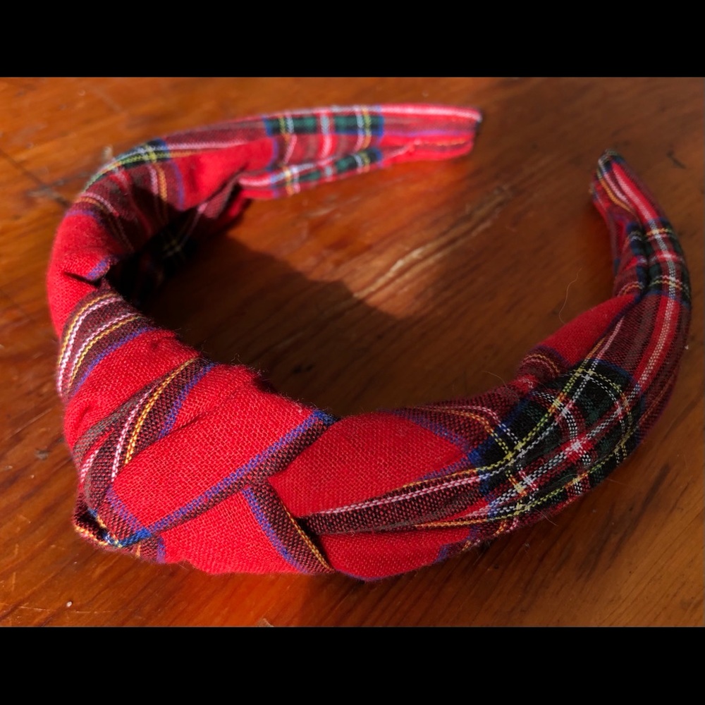 Loft Red Plaid Top Knot Headband